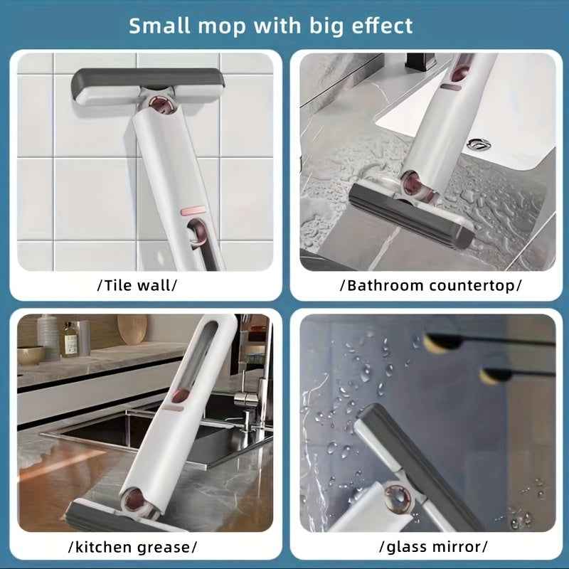 Mini Mop, Lazy Hand Wash-Free Strong Absorbent Mop Multifunction Portable Squeeze Cleaning Mop Desk Window Glass Cleaner Kitchen Car Sponge Cleaning Mop Home Cleaning Tools