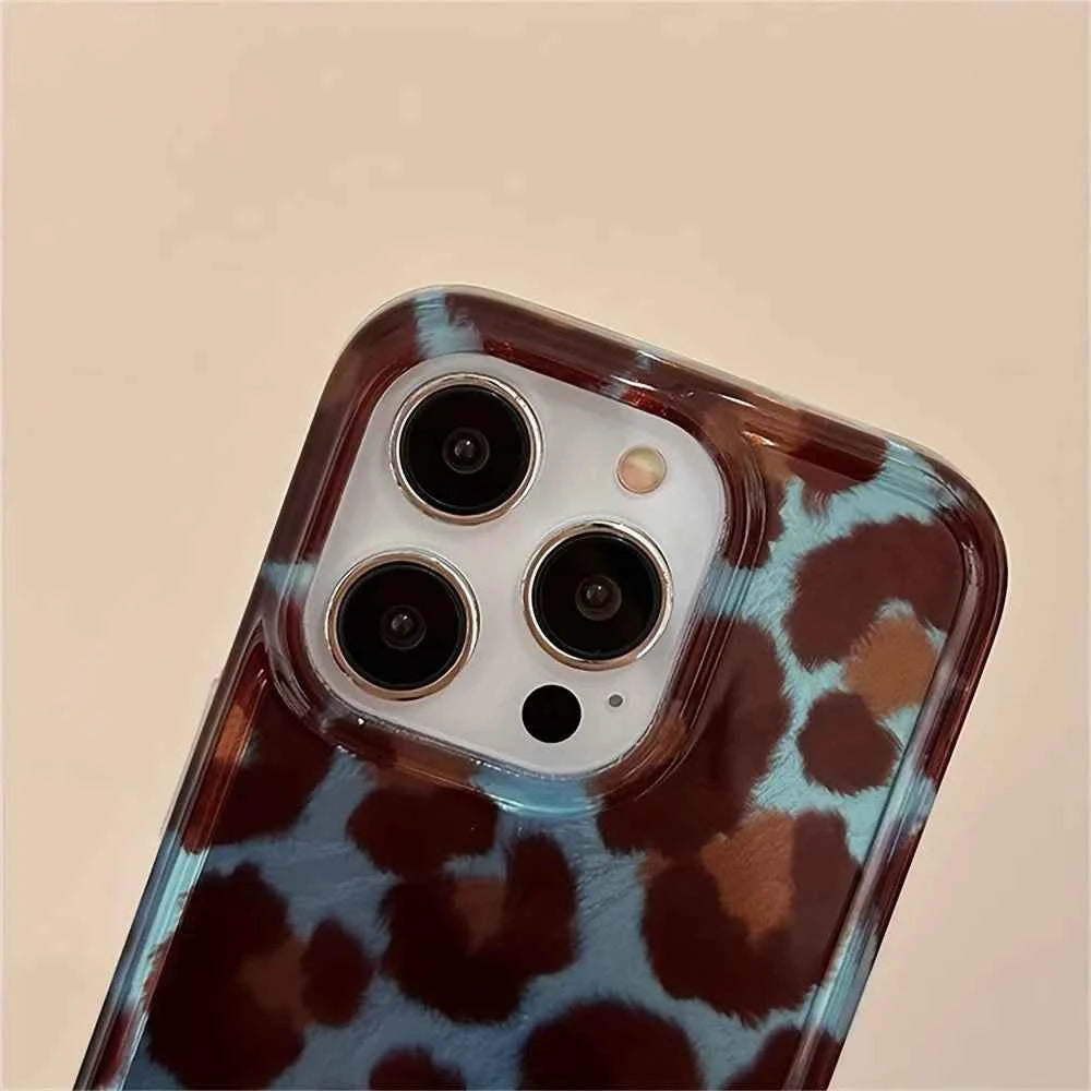 Simple Fashion Smudge Leopard Print Soft Phone Case For iPhone 15 Cases iPhone 16 Pro Max 14 13 12 11 XS X XR 7 8 Plus 16 Cover