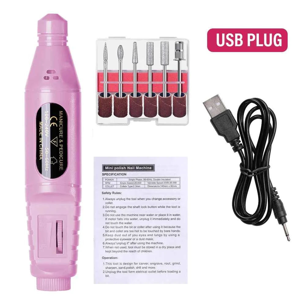 YIKOOLIN 7-in-1Nail Art Tool Set With LED UV Nail Lamp 20000RPM Lectric Drill Machine Nail Brush Nail Separator Polishing Bloc