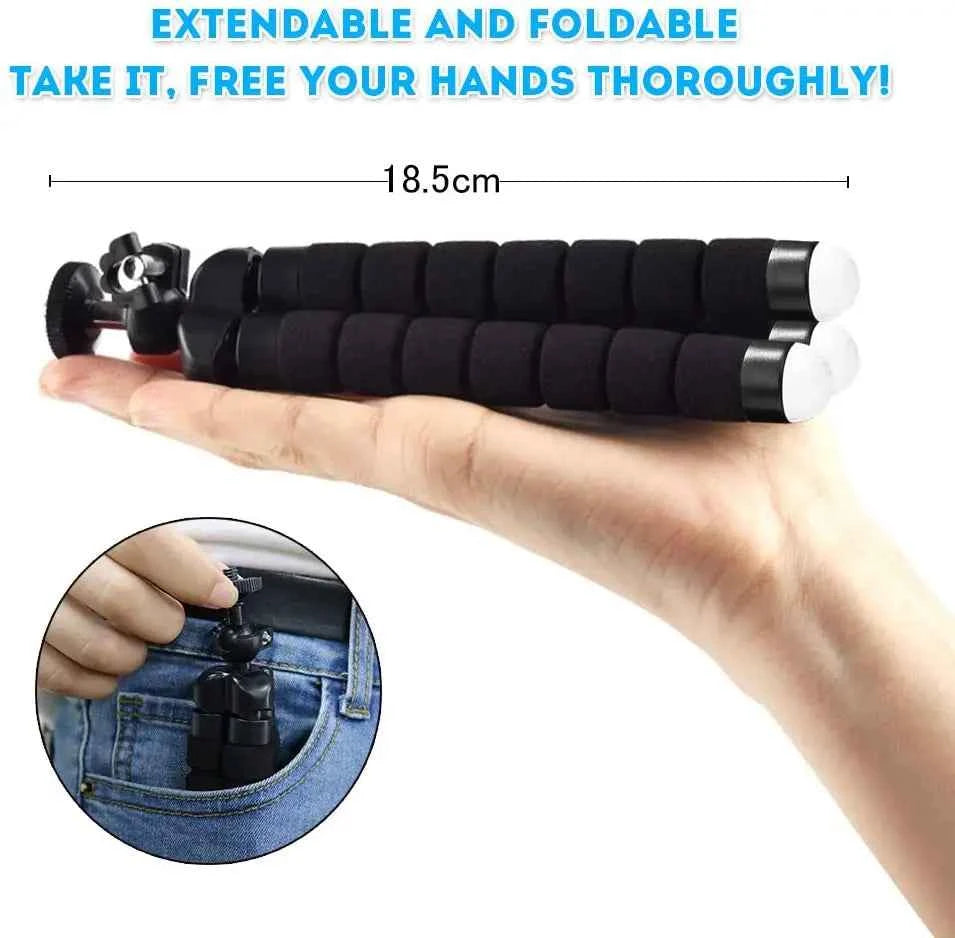 Flexible Cell Phone Tripod Mini Cell Phone Tripod with Cell Phone Holder Regular 1/4-20 Screw 360° Swivel Flexible Travel Tripod