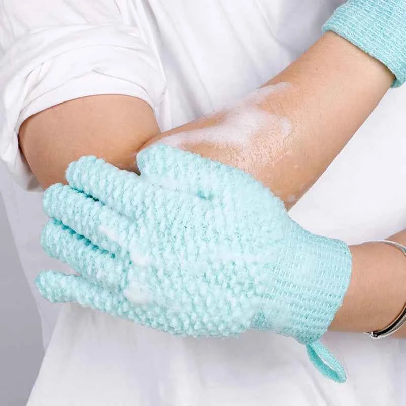 1 Pair Of Five Finger Bath Gloves Creative Home Body Massage Sponge Lazy Bath Gloves Deodorant Massage