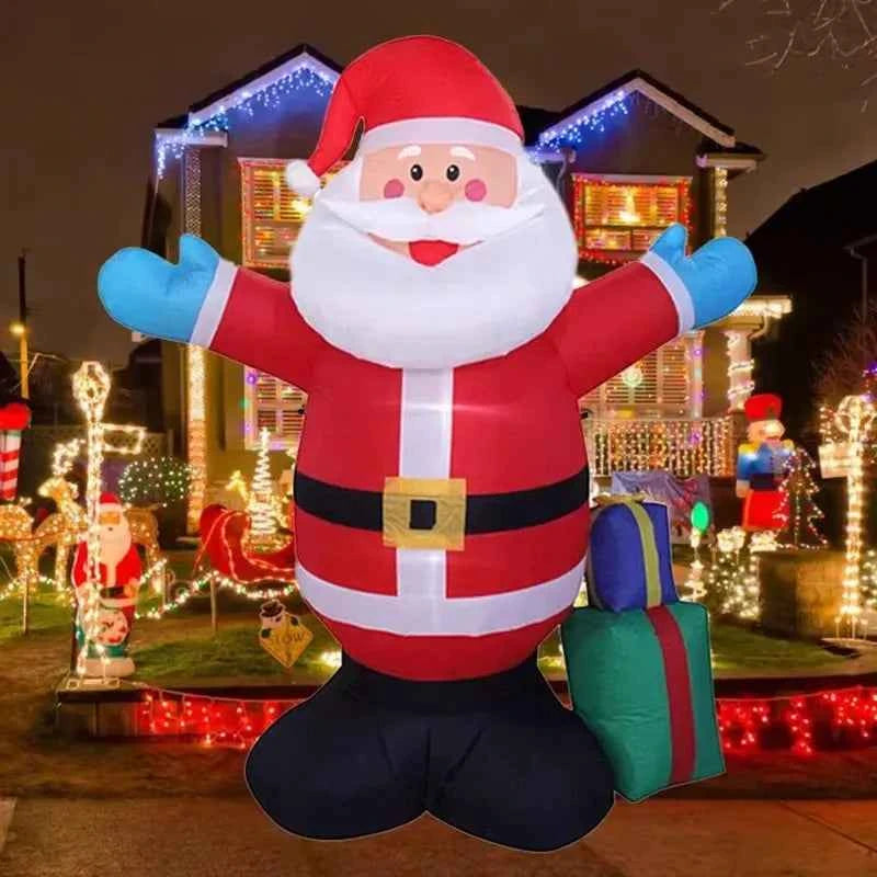 1.5M Christmas Inflatable Toys Hug Santa Claus LED Lights Inflated Model Toy Party Yard Props Indoor Outdoor Xmas Decoration