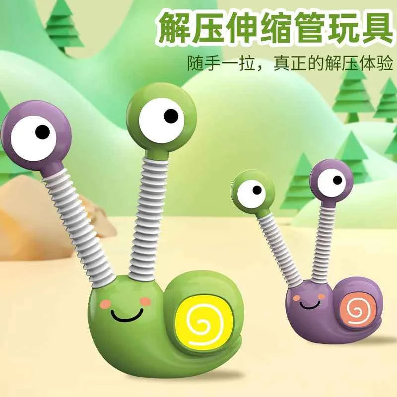 Toddler Toys 1-3 Anti-stress Pop Tube Toys LED Light Snail Push It Decompression Pipe Vent Fidget Toys for Kids Adults Gifts