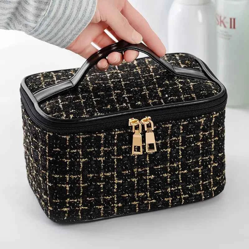 Cosmetic Bag Large Capacity Portable Handbag Woven Cosmetics Makeup Brush Storage Household Travel Wash Bag