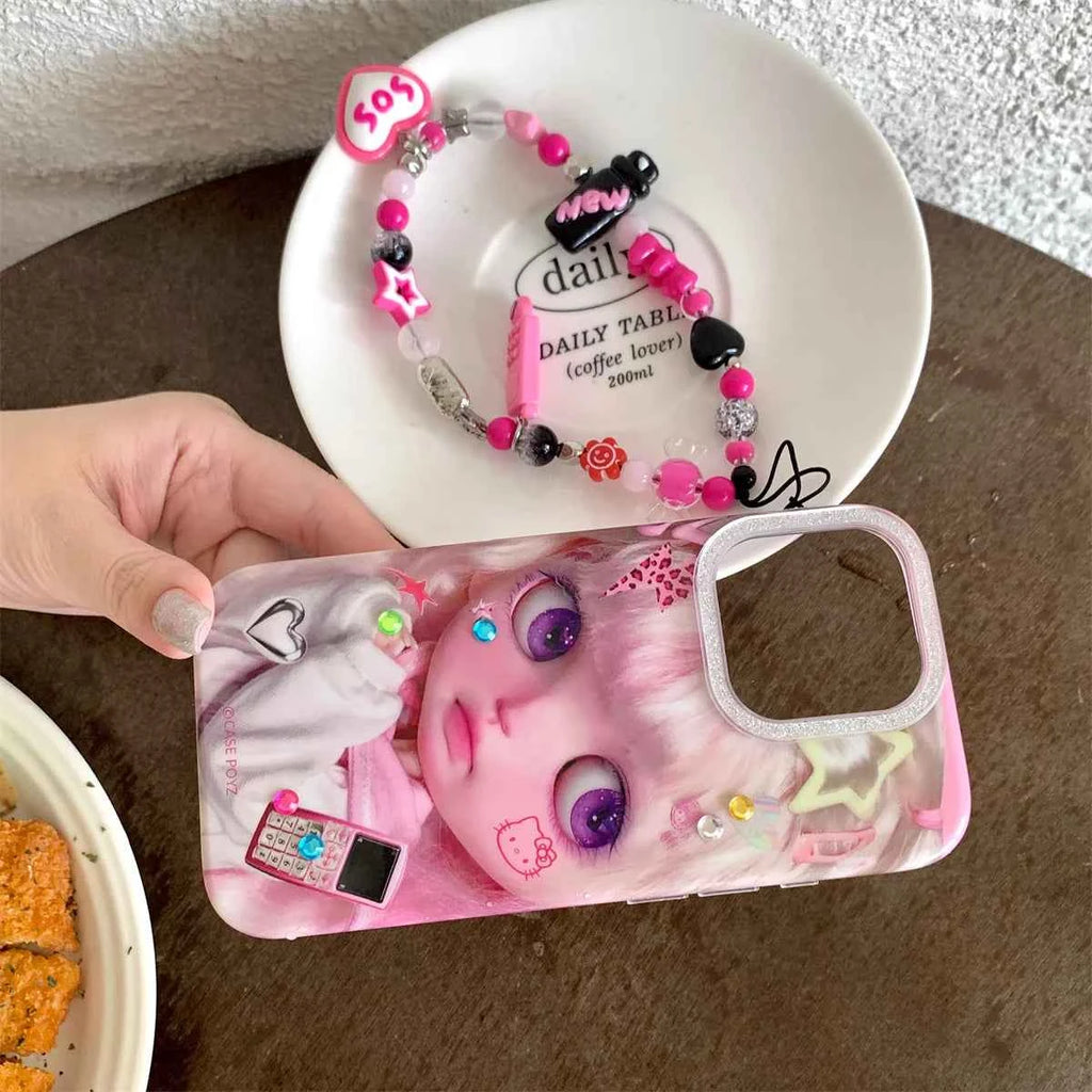 New cute cartoon pink little girl Phone Case For iPhone 16 15 14 13 Pro Max fundas iphone 16 case Protective cover iPhone 15 cas