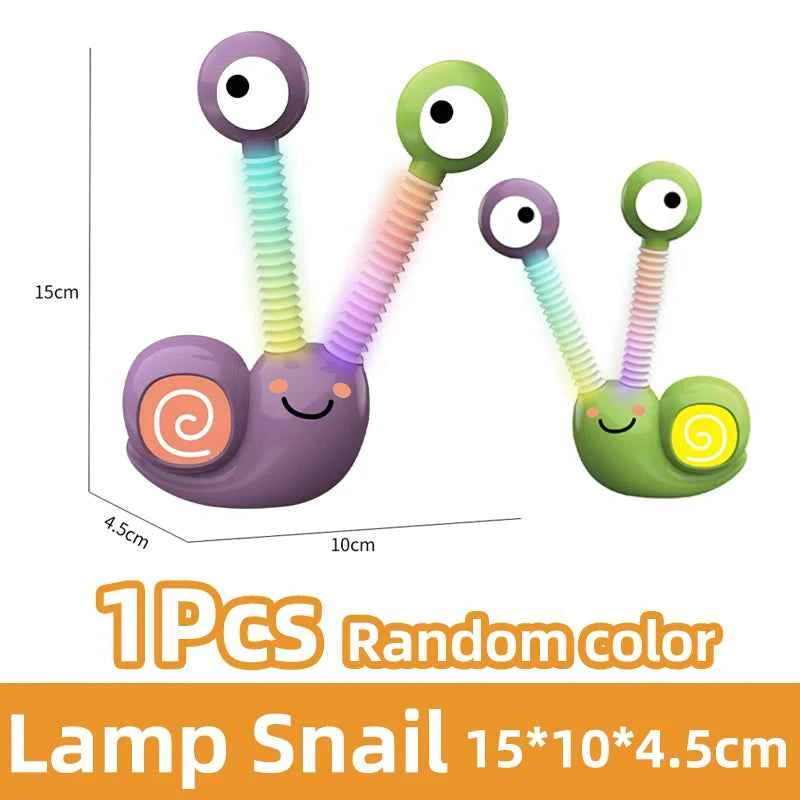 Toddler Toys 1-3 Anti-stress Pop Tube Toys LED Light Snail Push It Decompression Pipe Vent Fidget Toys for Kids Adults Gifts
