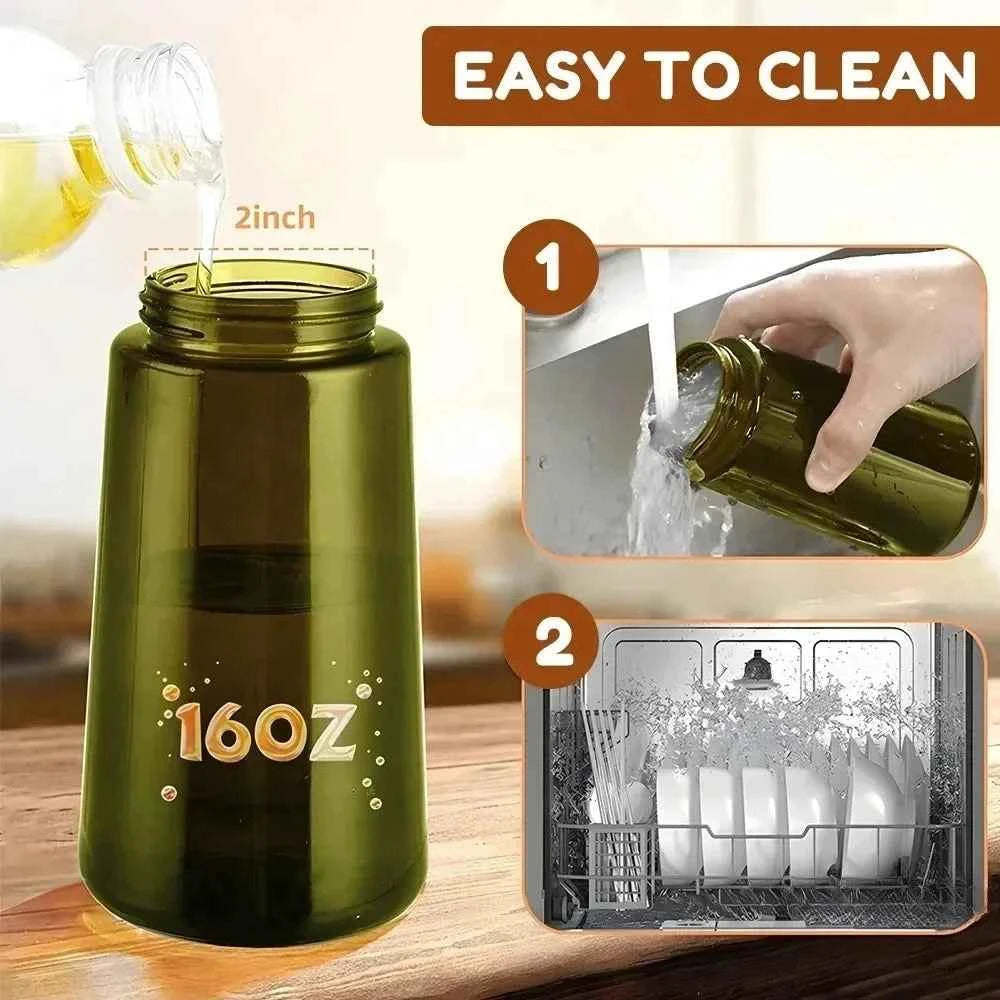2 in 1 Olive Oil Dispenser Bottle 470ml Light-Blocking Dark Oil Sprayer for Cooking for Kitchen