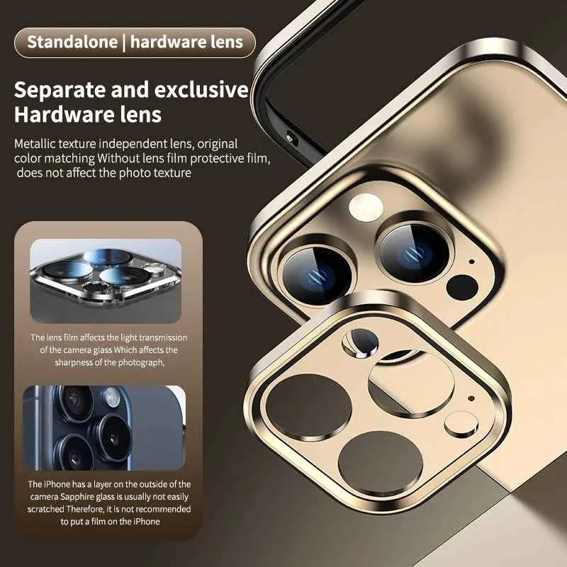 Camera Protection + Hybrid Silicone Frame Aluminum Metal Phone Case For iPhone 16 15 14 13 Pro Max Better Heat Bumper