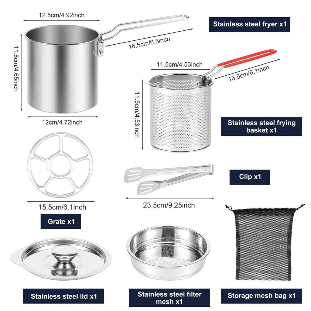 Stainless Steel Deep Fryer with Frying Basket Multifunctional Oil Fryer Pot Kitchen Specific Frying Chicken Fries Cooking Tools