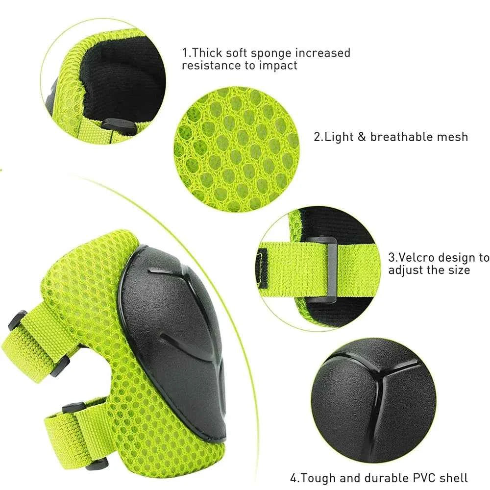 6pcs Protective Gears Set for Kids Children Knee Pad Elbow Pads Wrist Guards Child Safety Protector Kit for Cycling Bike Skating