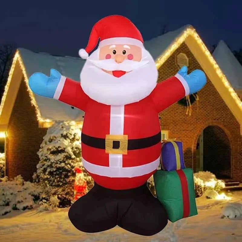 1.5M Christmas Inflatable Toys Hug Santa Claus LED Lights Inflated Model Toy Party Yard Props Indoor Outdoor Xmas Decoration
