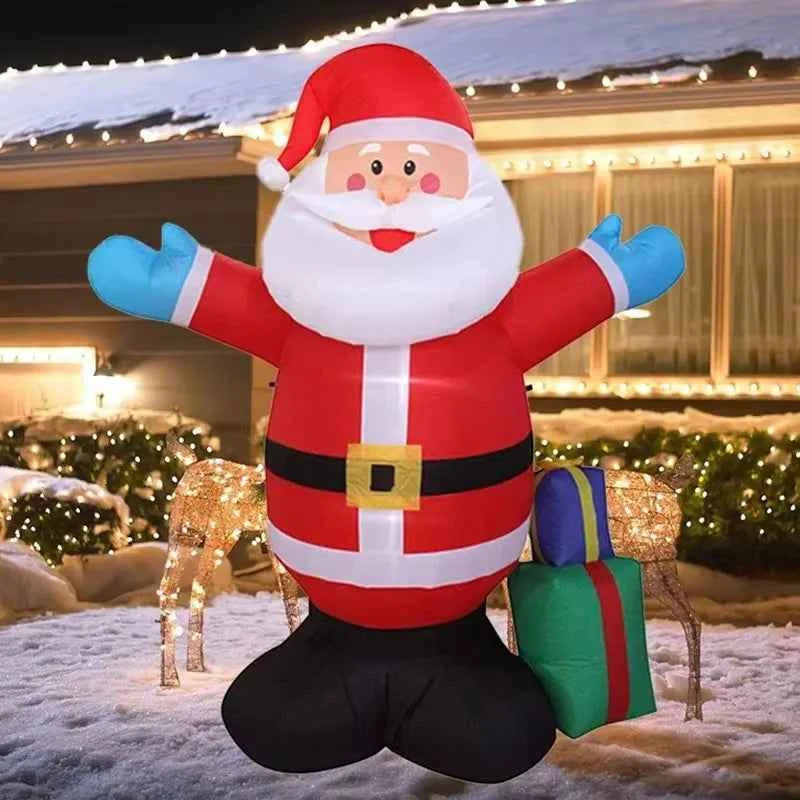 1.5M Christmas Inflatable Toys Hug Santa Claus LED Lights Inflated Model Toy Party Yard Props Indoor Outdoor Xmas Decoration