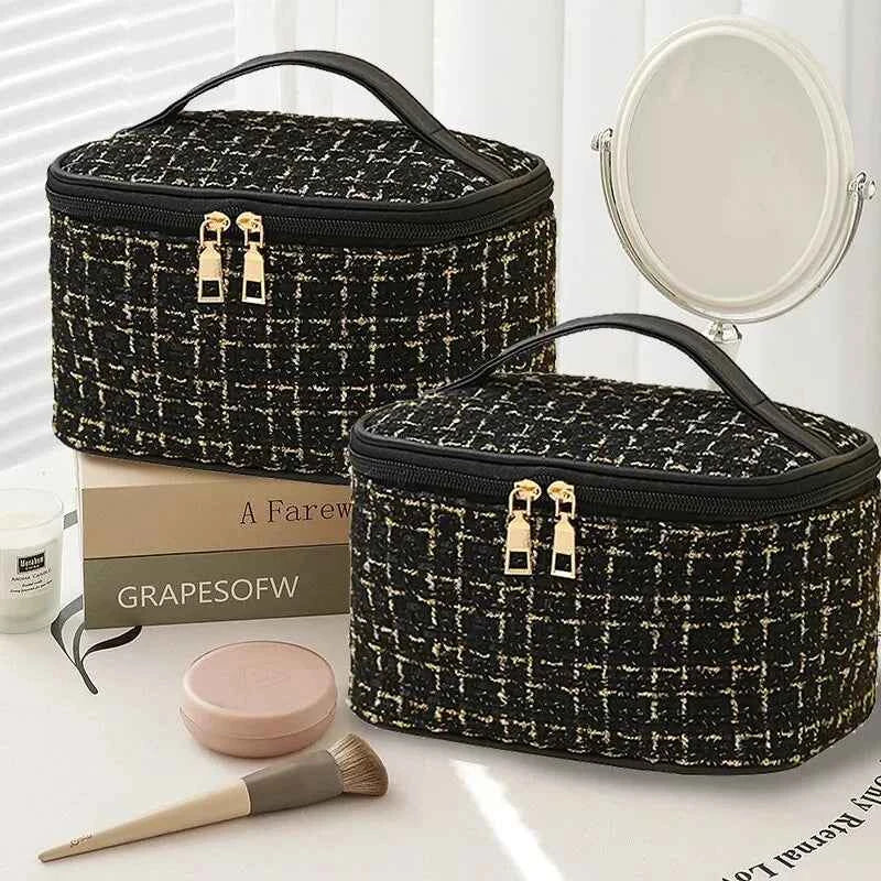 Cosmetic Bag Large Capacity Portable Handbag Woven Cosmetics Makeup Brush Storage Household Travel Wash Bag