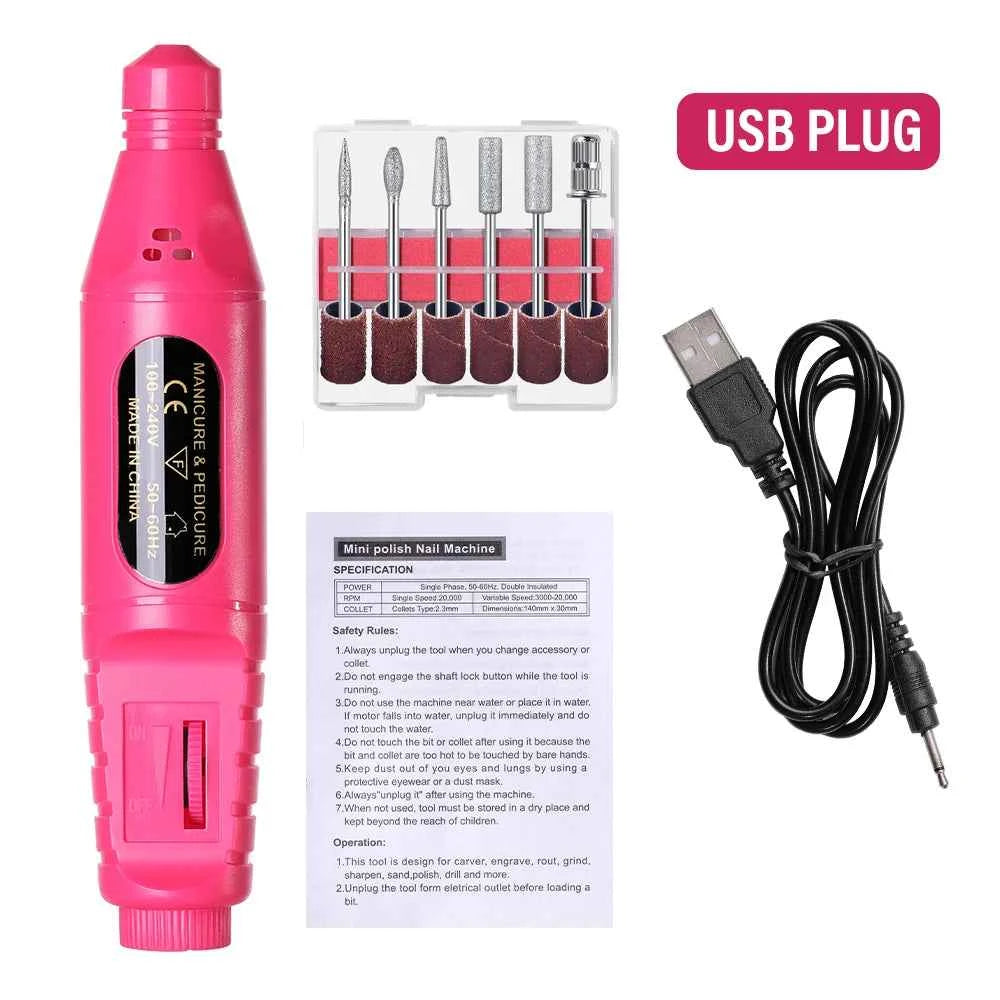 YIKOOLIN 7-in-1Nail Art Tool Set With LED UV Nail Lamp 20000RPM Lectric Drill Machine Nail Brush Nail Separator Polishing Bloc