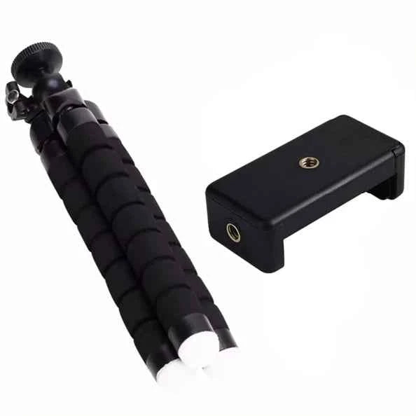 Flexible Cell Phone Tripod Mini Cell Phone Tripod with Cell Phone Holder Regular 1/4-20 Screw 360° Swivel Flexible Travel Tripod