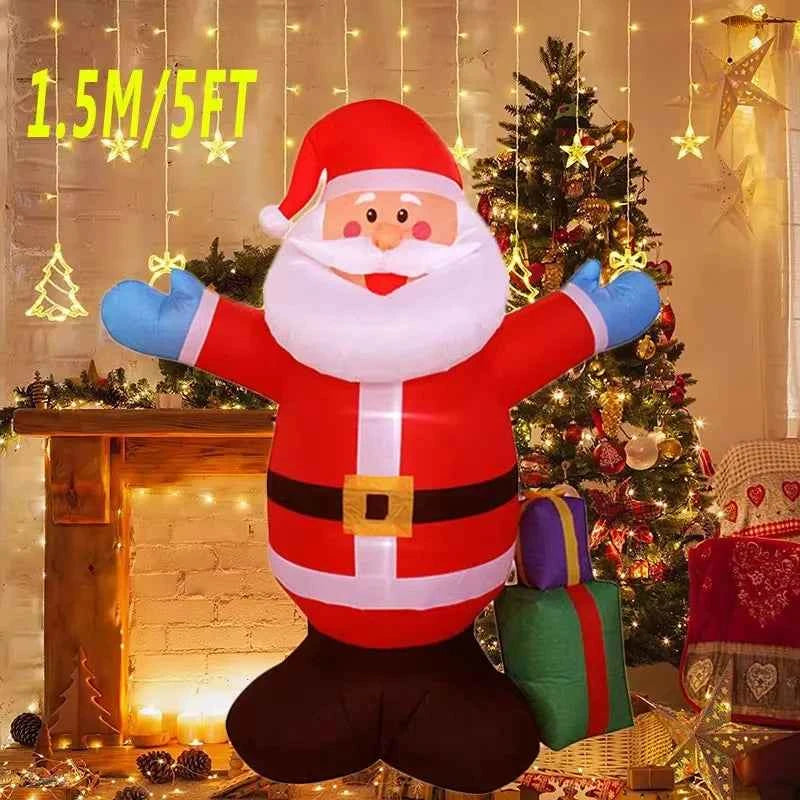 1.5M Christmas Inflatable Toys Hug Santa Claus LED Lights Inflated Model Toy Party Yard Props Indoor Outdoor Xmas Decoration