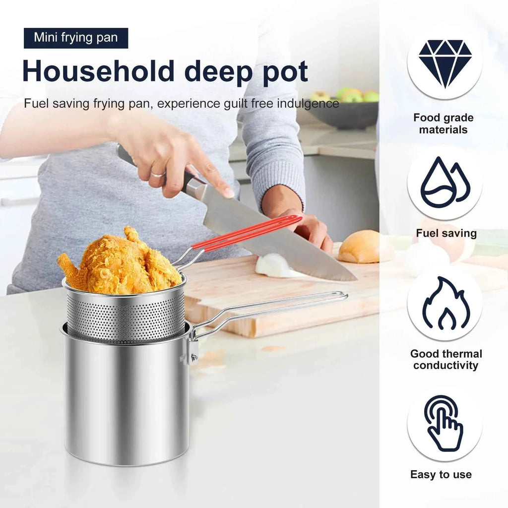Stainless Steel Deep Fryer with Frying Basket Multifunctional Oil Fryer Pot Kitchen Specific Frying Chicken Fries Cooking Tools