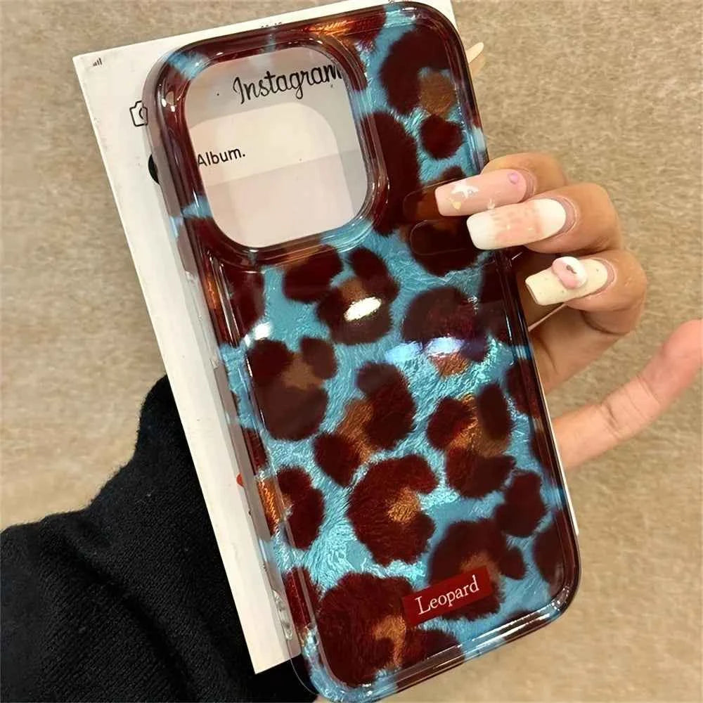Simple Fashion Smudge Leopard Print Soft Phone Case For iPhone 15 Cases iPhone 16 Pro Max 14 13 12 11 XS X XR 7 8 Plus 16 Cover