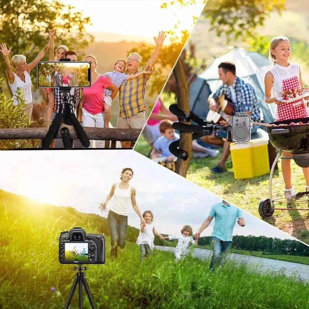 Flexible Cell Phone Tripod Mini Cell Phone Tripod with Cell Phone Holder Regular 1/4-20 Screw 360° Swivel Flexible Travel Tripod