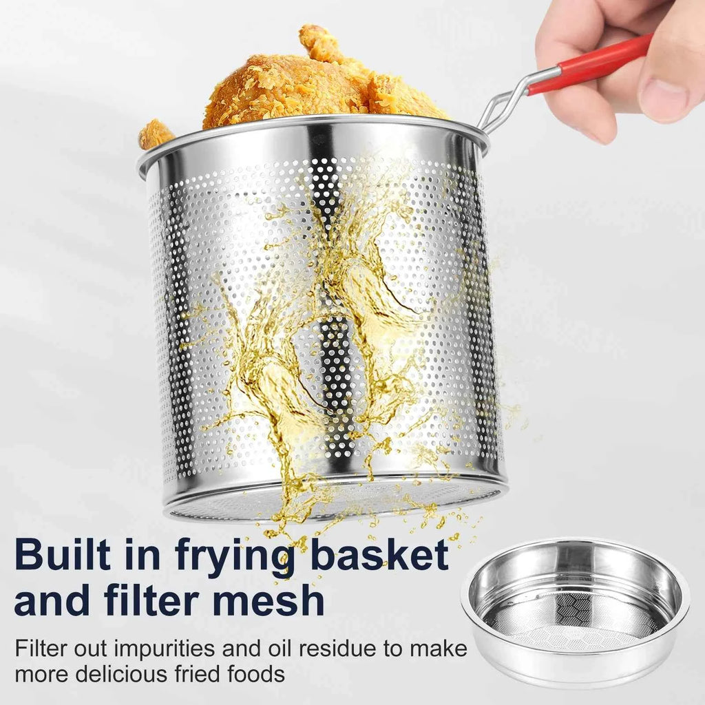 Stainless Steel Deep Fryer with Frying Basket Multifunctional Oil Fryer Pot Kitchen Specific Frying Chicken Fries Cooking Tools