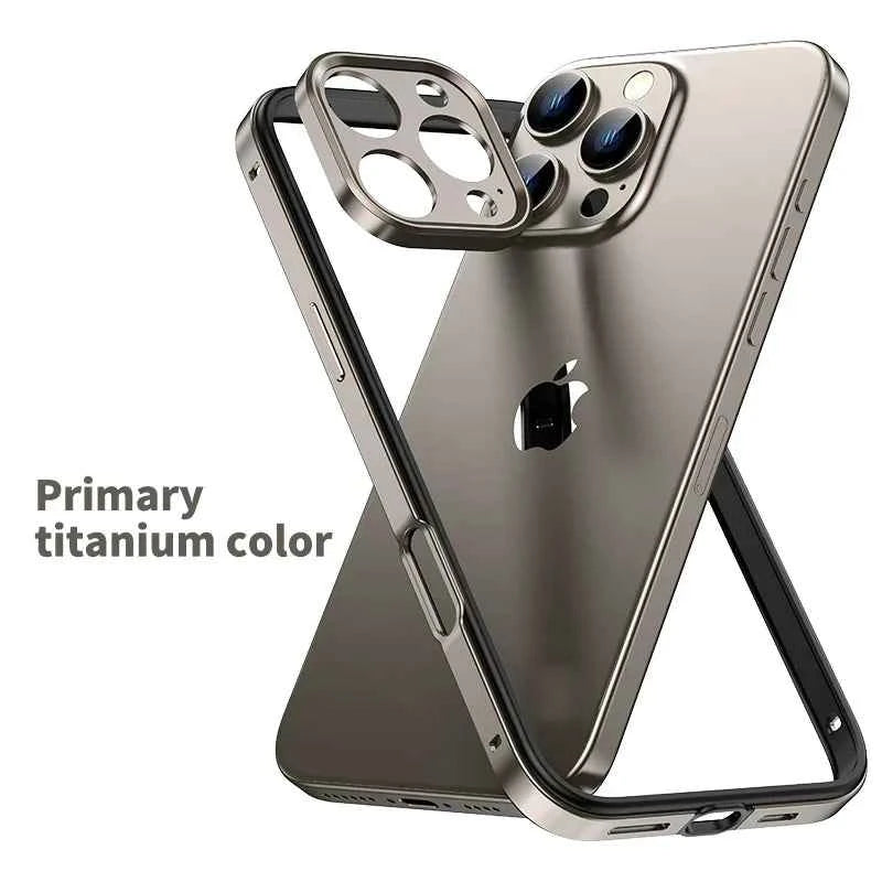 Camera Protection + Hybrid Silicone Frame Aluminum Metal Phone Case For iPhone 16 15 14 13 Pro Max Better Heat Bumper