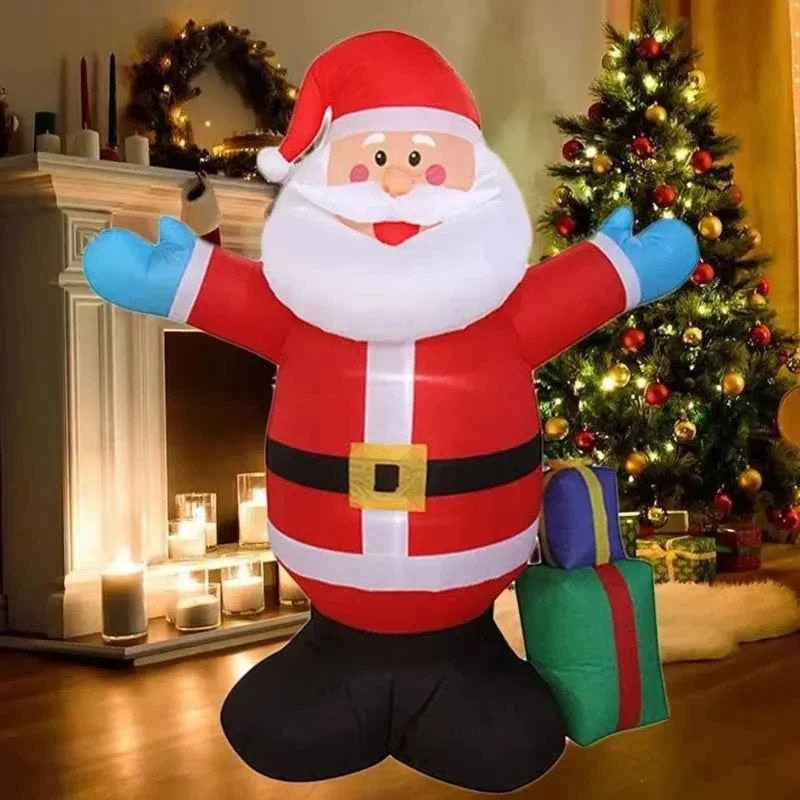 1.5M Christmas Inflatable Toys Hug Santa Claus LED Lights Inflated Model Toy Party Yard Props Indoor Outdoor Xmas Decoration