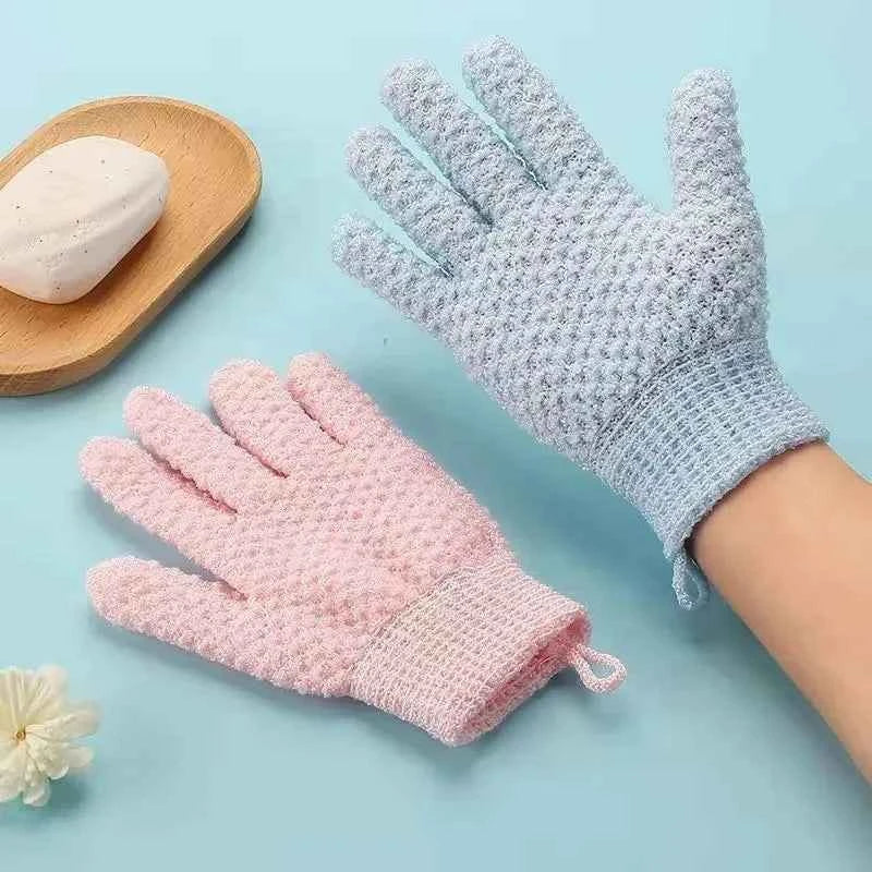 1 Pair Of Five Finger Bath Gloves Creative Home Body Massage Sponge Lazy Bath Gloves Deodorant Massage