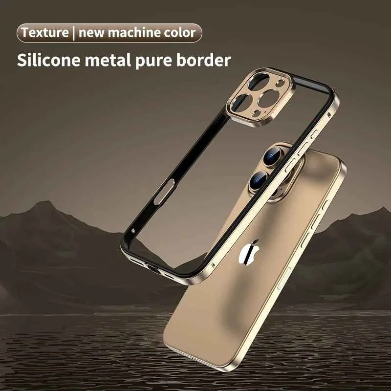 Camera Protection + Hybrid Silicone Frame Aluminum Metal Phone Case For iPhone 16 15 14 13 Pro Max Better Heat Bumper