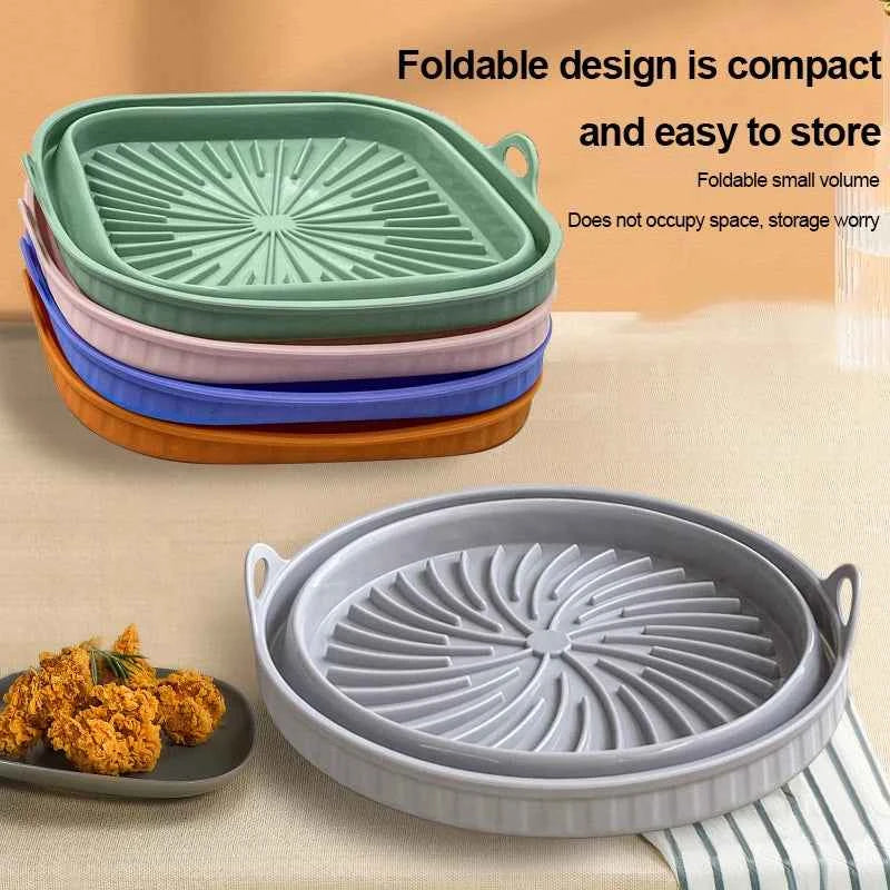 Air Fryer Mat Mmultifunctional Silicone Microwave Oven Baking Tray Mat Heat-resistant Reusable Foldable Space Saving Convenient