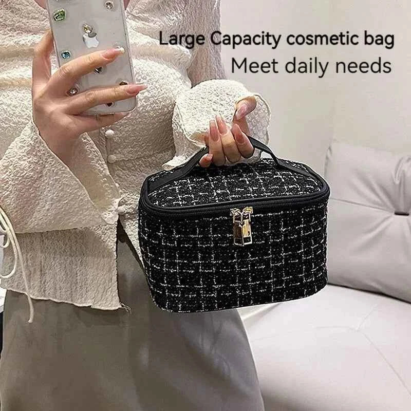 Cosmetic Bag Large Capacity Portable Handbag Woven Cosmetics Makeup Brush Storage Household Travel Wash Bag