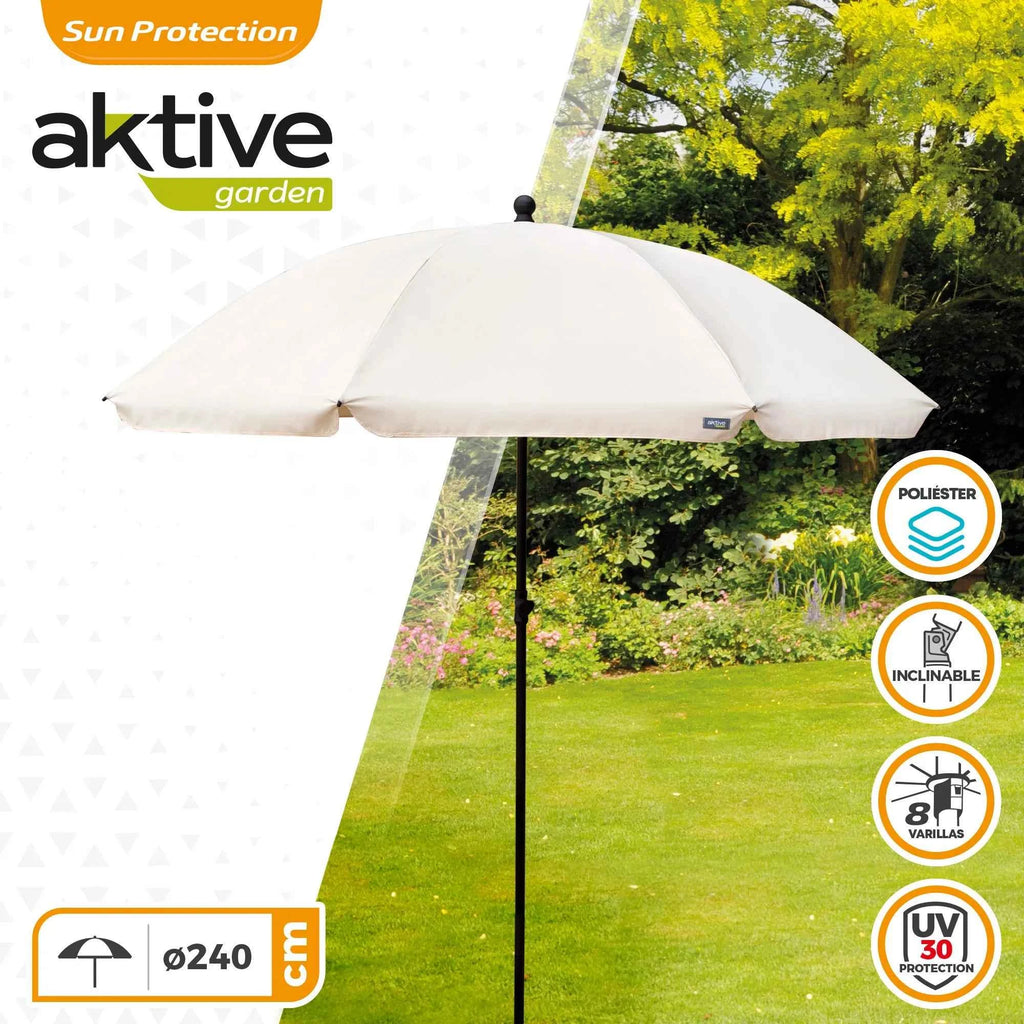 Sunscreen 240 cm Aktive Beach Sunshade Garden Umbrella Garden Umbrella Garden Parasol Garden Umbrella Garden Umbrella Garden Terrace Umbrella Large Garden Sun