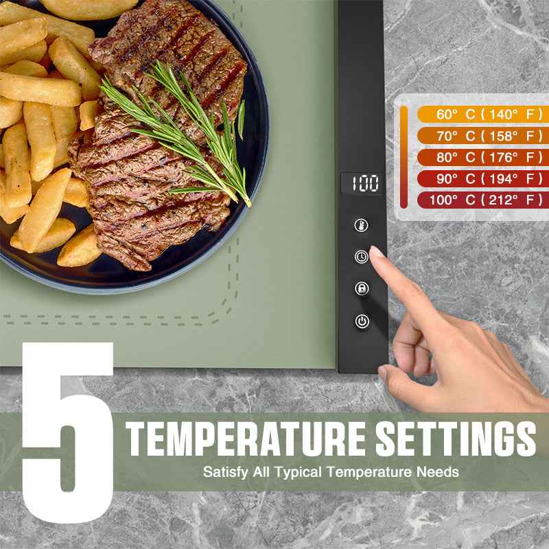 Silicone Food Warmer Tray With Timer And Child Lock Five-Level Temperature Adjustment Heat-Retaining Pad Silicone Insulated Food Tray